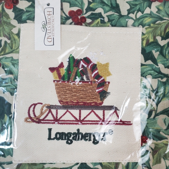 Longaberger Holly Canvas Embroidered Tote Bag w/sequin Berries - Picture 4 of 5
